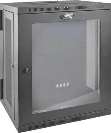 Tripp Lite 15U Wall Mount Rack Enclosure Server Cabinet w Hinged Acrylic Window - For LAN Switch, Patch Panel - 15U Rack Height x 19" Rack Width x 10.42" Rack Depth - Wall Mountable - Black Powder Coat - Acrylic, Steel - 200 lb Maximum Weight Capacity - 200 lb Static/Stationary Weight Capacity SERVER CABINET HINGED ACRYLIC DOOR