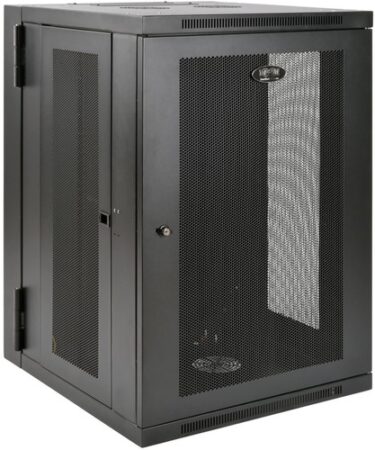 Tripp Lite 18U Wall Mount Rack Enclosure Server Cabinet Swinging Hinged Door Deep - For UPS - 18U Rack Height x 19" Rack Width x 24.50" Rack Depth - Wall Mountable - Black - Steel - 250 lb Maximum Weight Capacity - 250 lb Static/Stationary Weight Capacity SERVER CABINET HINGED DEEP W/DOORS